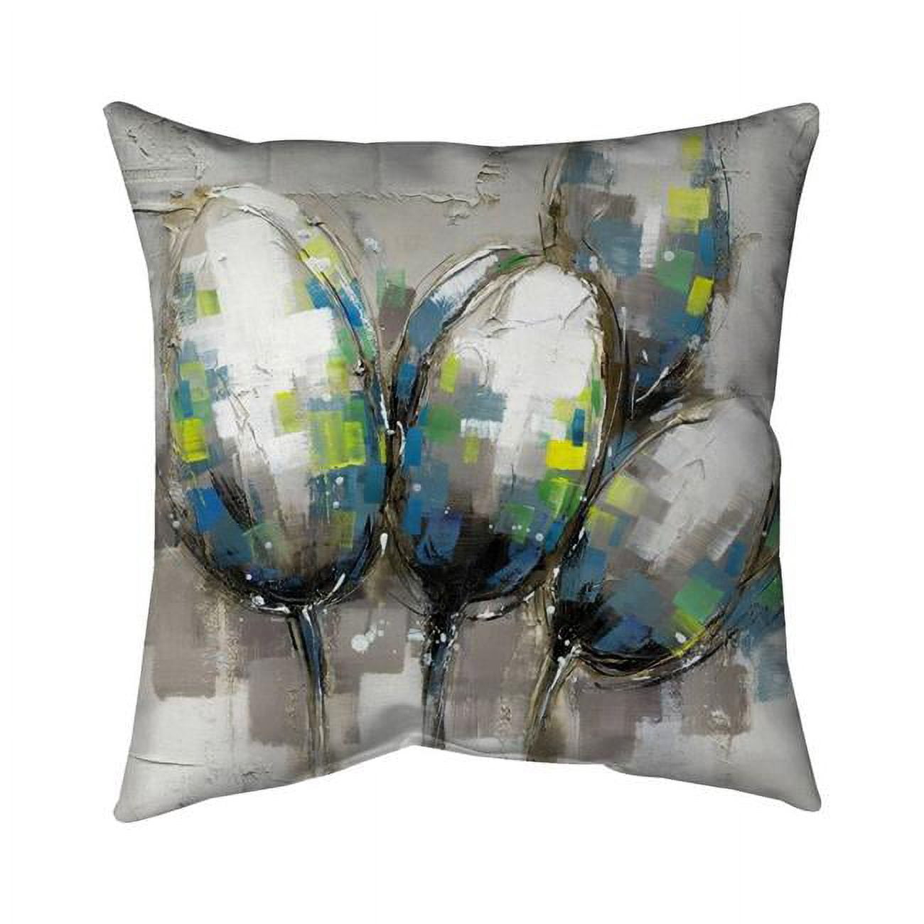 20 x 20 in. Abstract Blue Tulips-Double Sided Print Indoor Pillow Cover