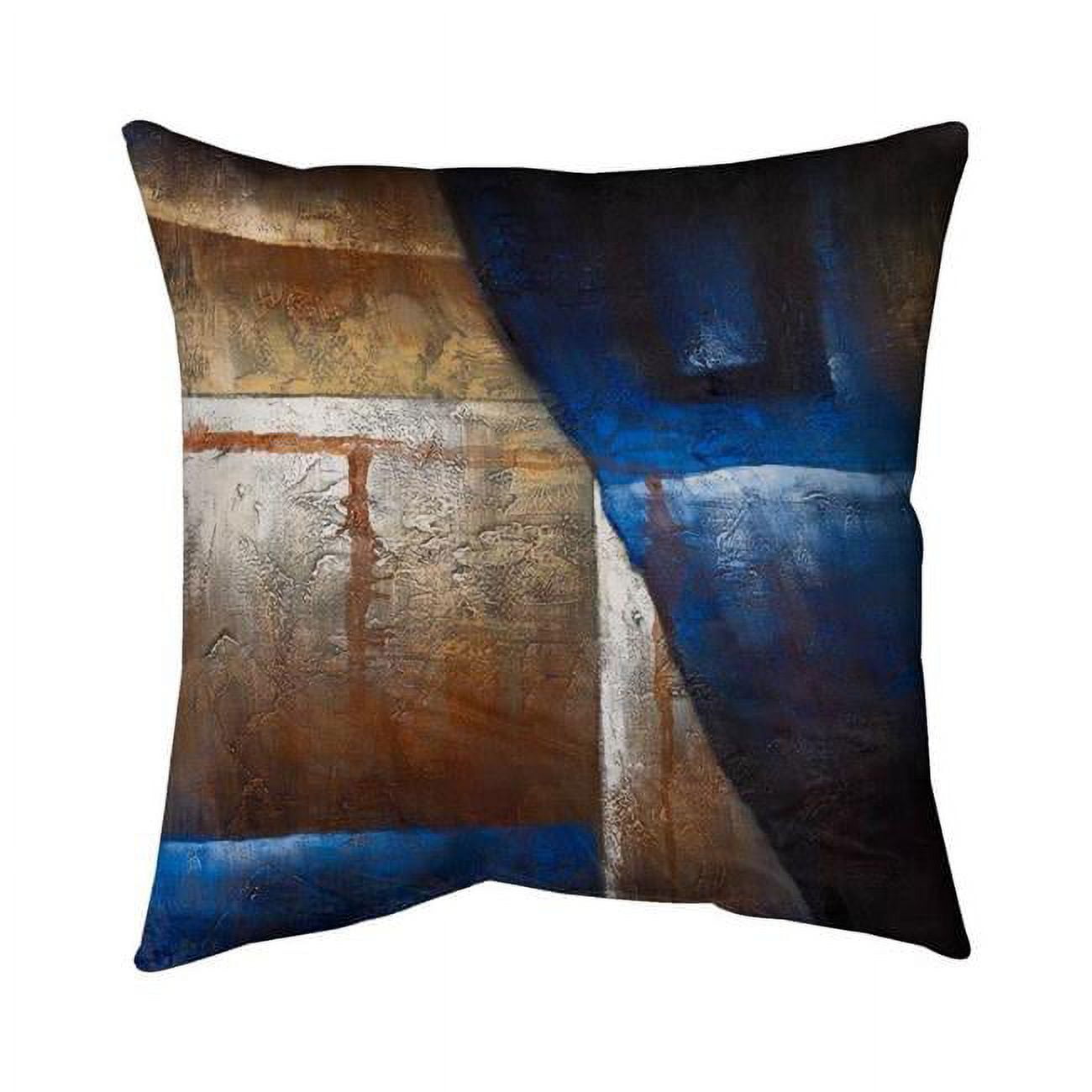5543-2626-AB14 26 x 26 in. Bronze Shapes with Blue Light-Double Sided Print Indoor Pillow Cover