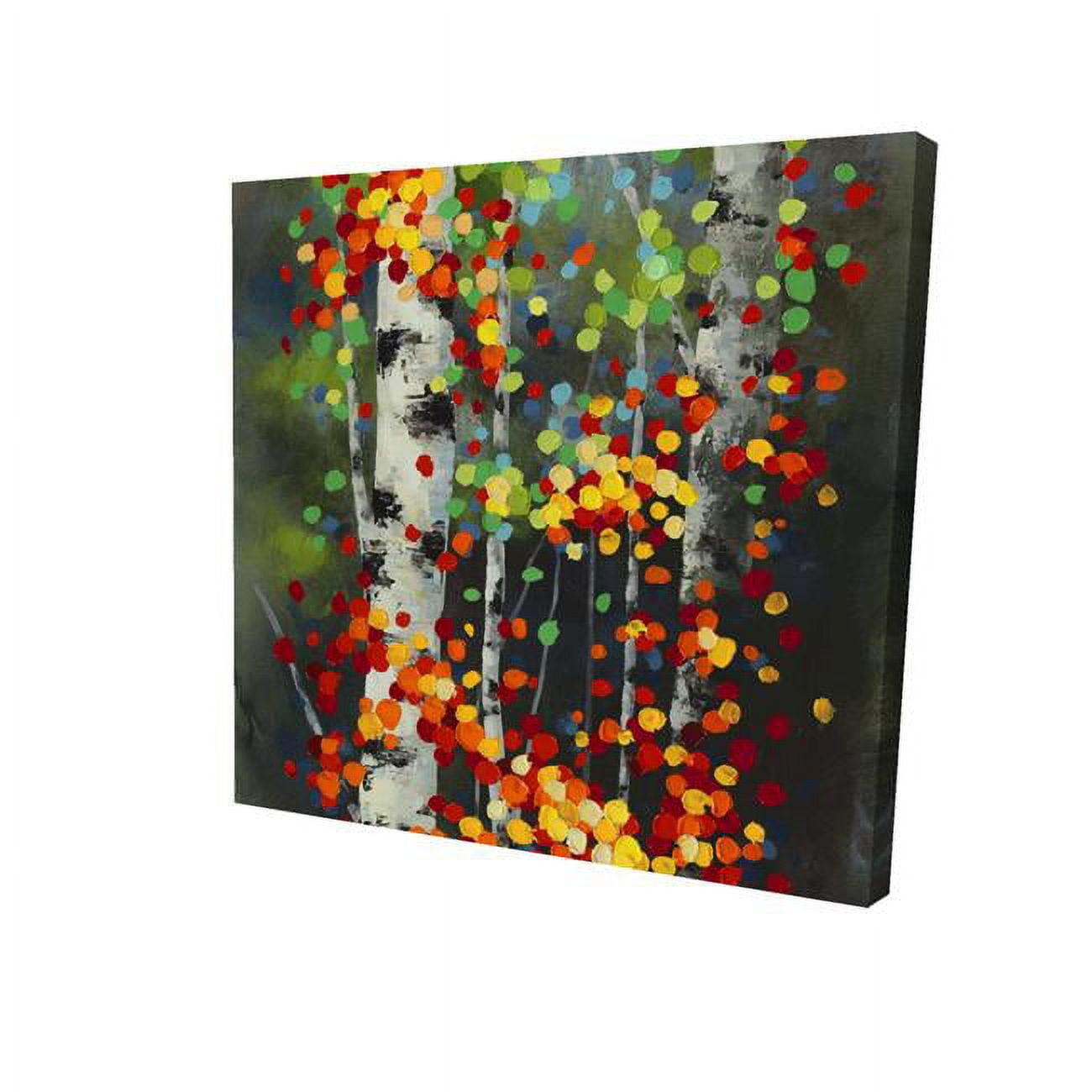 8 x 8 in. Colorful Dotted Leaves Birches-Print on Canvas