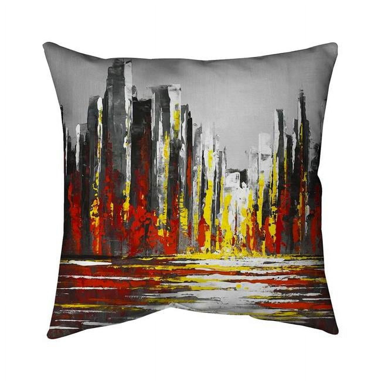 26 x 26 in. Abstract Red Skyline-Double Sided Print Indoor Pillow Cover