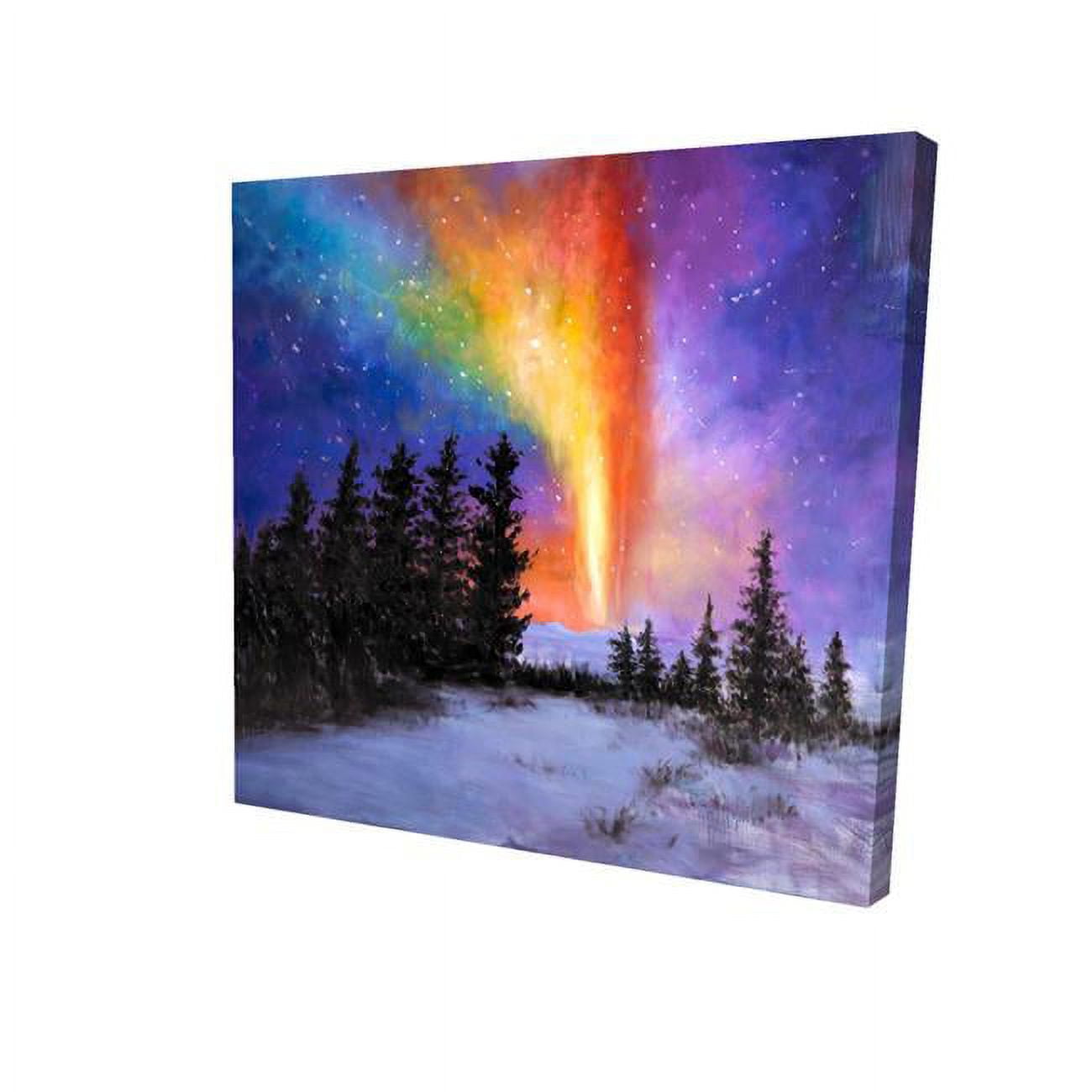 8 x 8 in. Aurora Borealis in the Forest-Print on Canvas