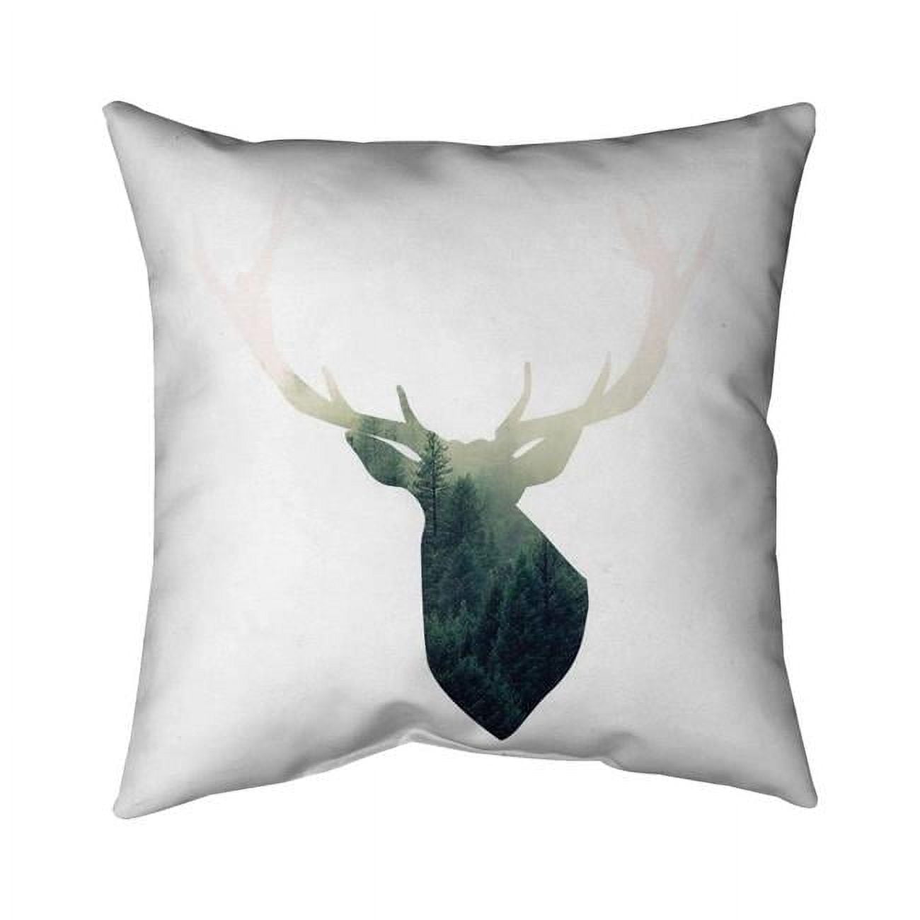 18 x 18 in. Deer Head with Green Landscape Shape-Double Sided Print Indoor Pillow Cover
