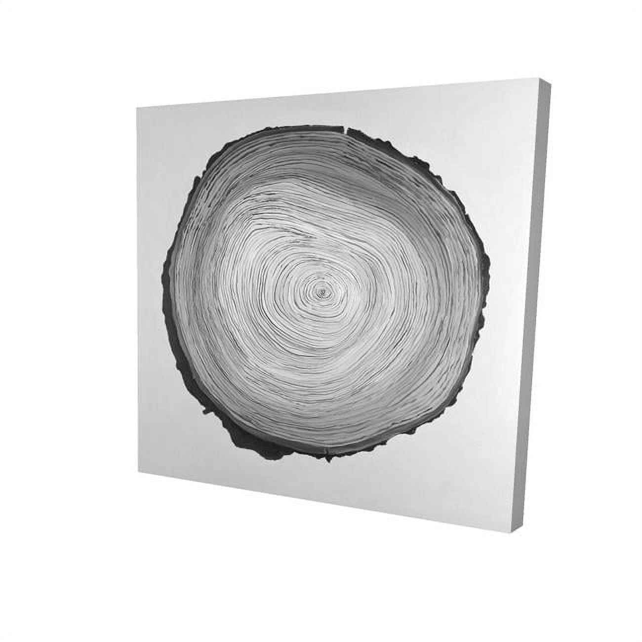 8 x 8 in. Greyscale Round Wood Log-Print on Canvas