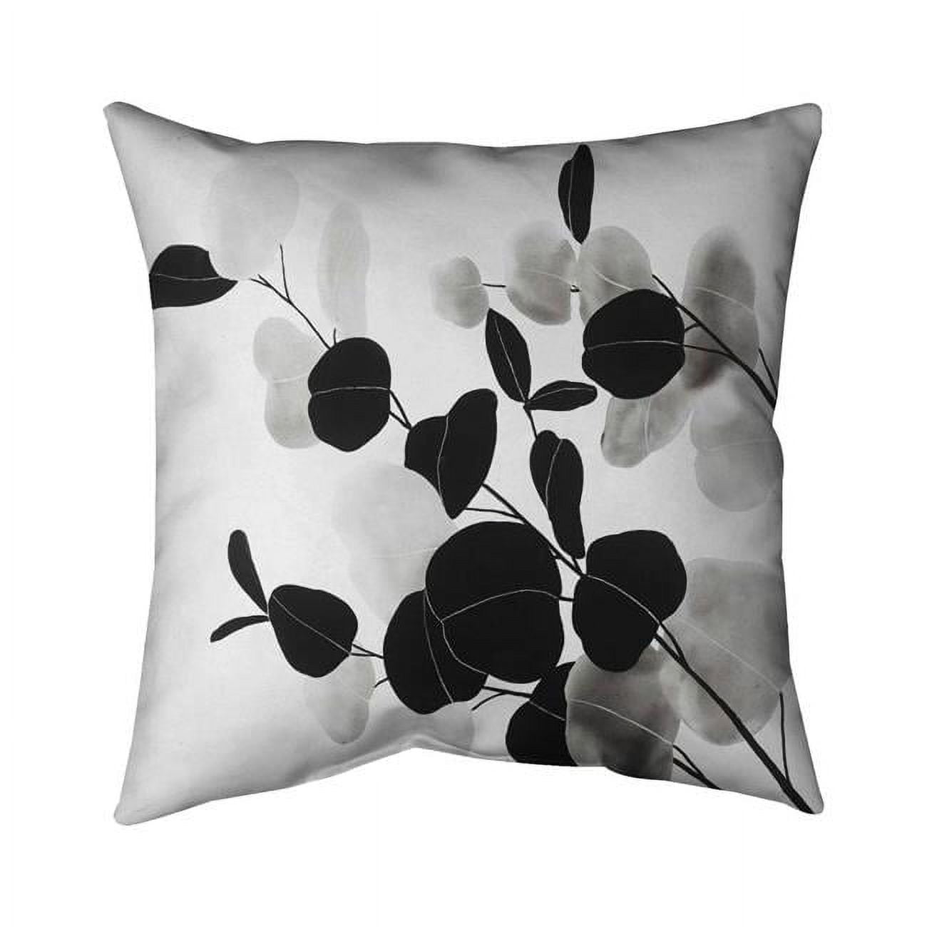 18 x 18 in. Greyscale Branches with Leaves-Double Sided Print Indoor Pillow Cover