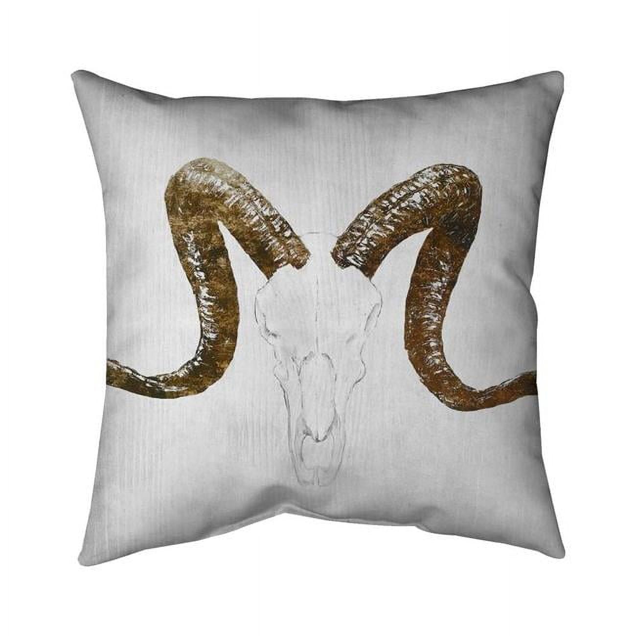 5543-2020-AN68 20 x 20 in. Aeries Skull with Brown Horns-Double Sided Print Indoor Pillow Cover