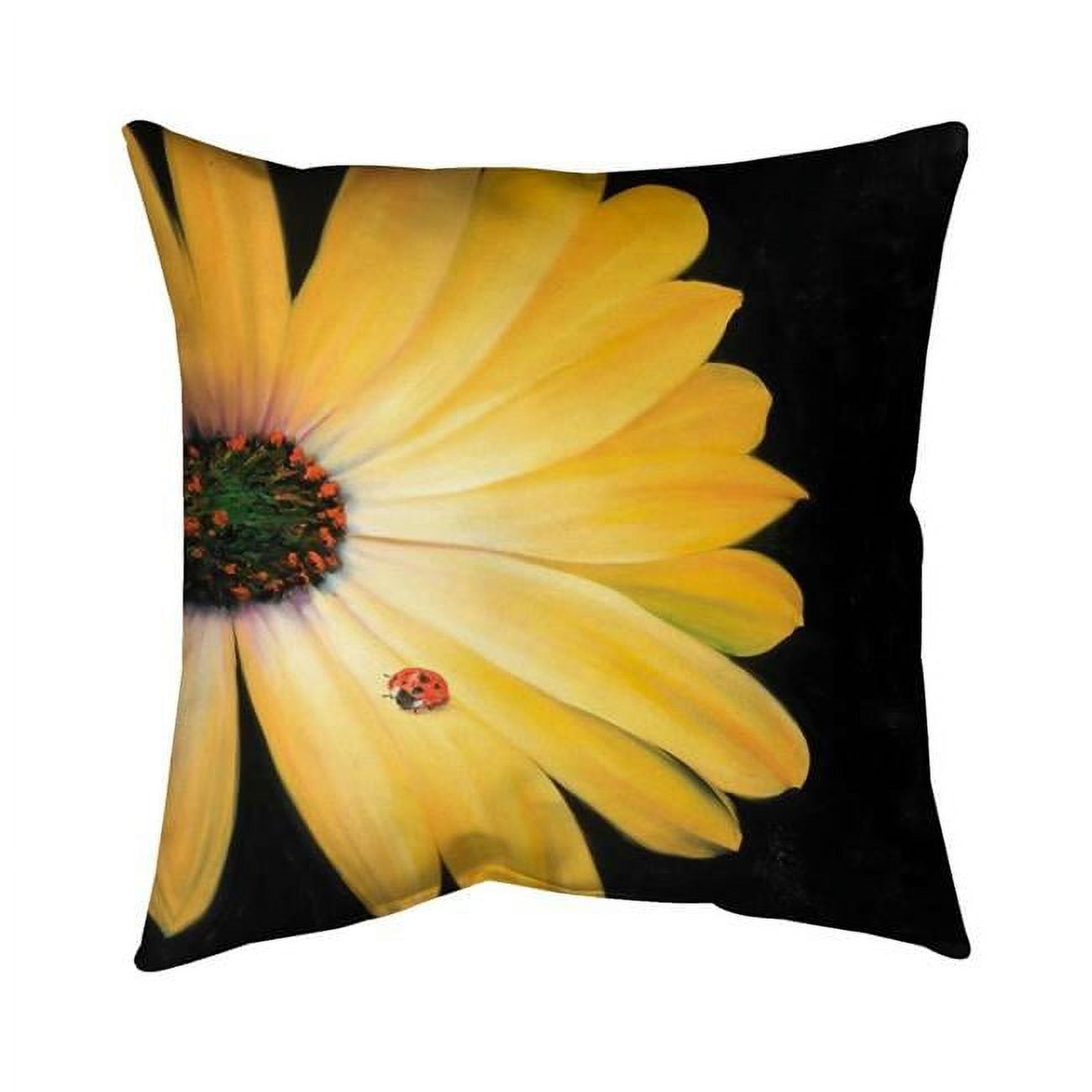 20 x 20 in. Yellow Daisy & Ladybug-Double Sided Print Indoor Pillow Cover
