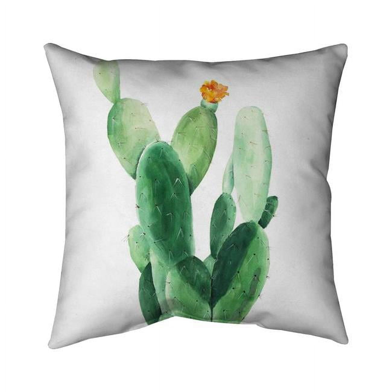 5543-2020-FL233 20 x 20 in. Watercolor Paddle Cactus with Flower-Double Sided Print Indoor Pillow Cover