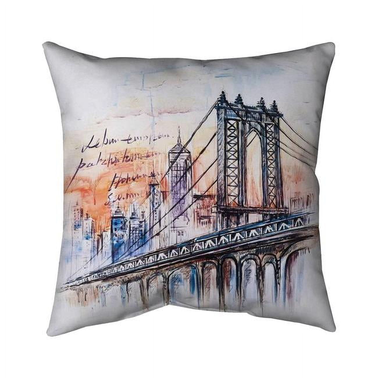 26 x 26 in. Bridge Sketch-Double Sided Print Indoor Pillow Cover