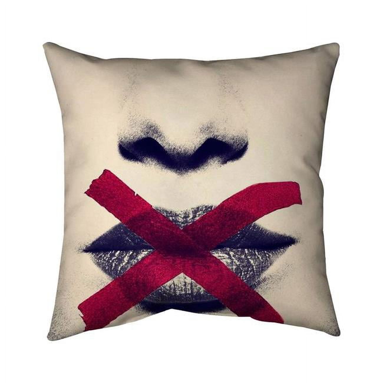 16 x 16 in. Greyscale Lips with A Red X-Double Sided Print Indoor Pillow Cover