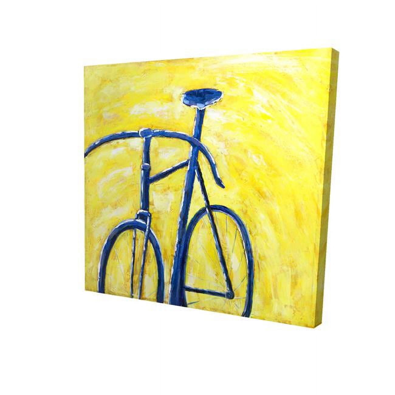 8 x 8 in. Blue Bike on Yellow Background-Print on Canvas