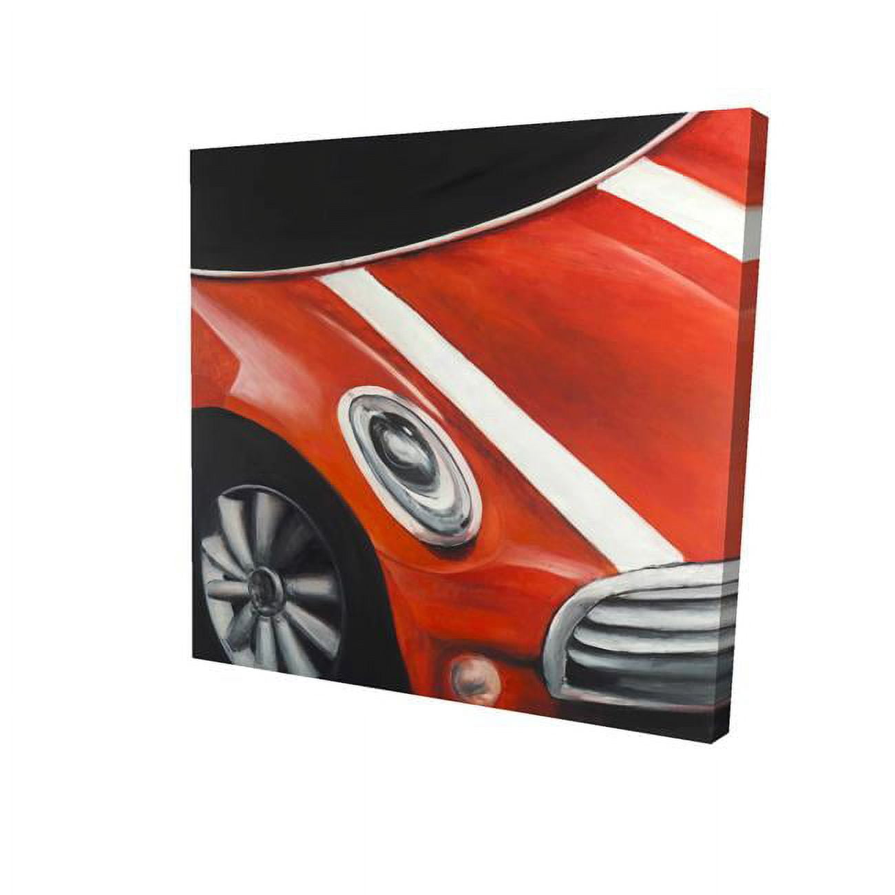 8 x 8 in. Red Car with White Stripes Closeup-Print on Canvas