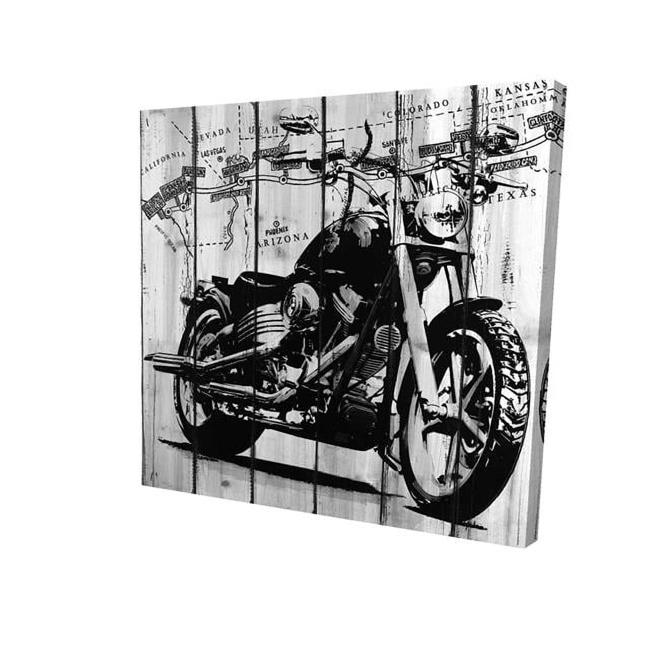 8 x 8 in. Motorcycle Grey & Black-Print on Canvas