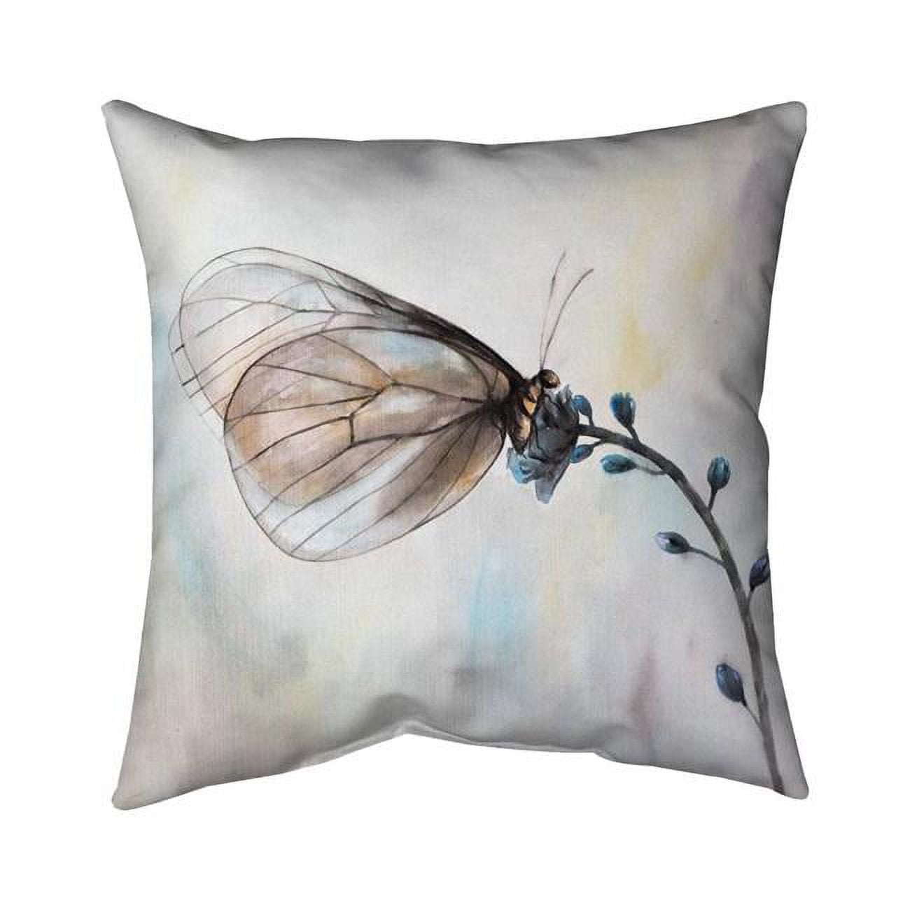 18 x 18 in. Butterfly on Blue Flowers-Double Sided Print Indoor Pillow Cover