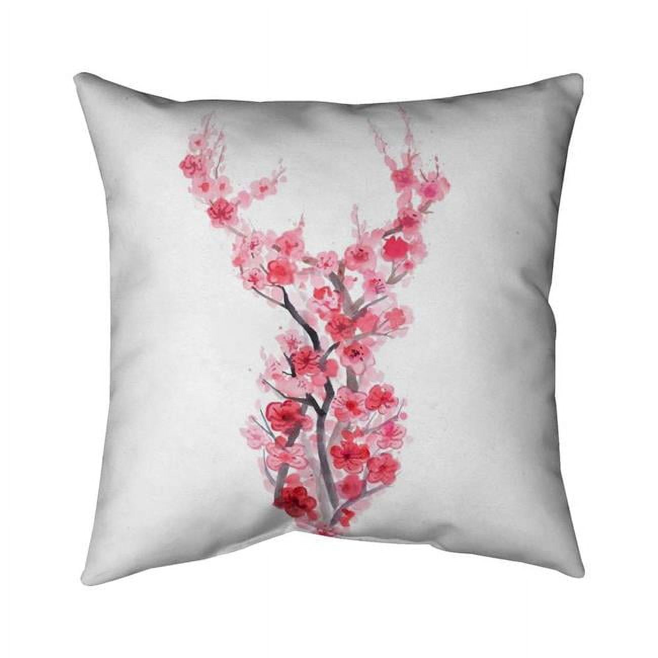 18 x 18 in. Deer In Cherry Blossoms-Double Sided Print Indoor Pillow Cover