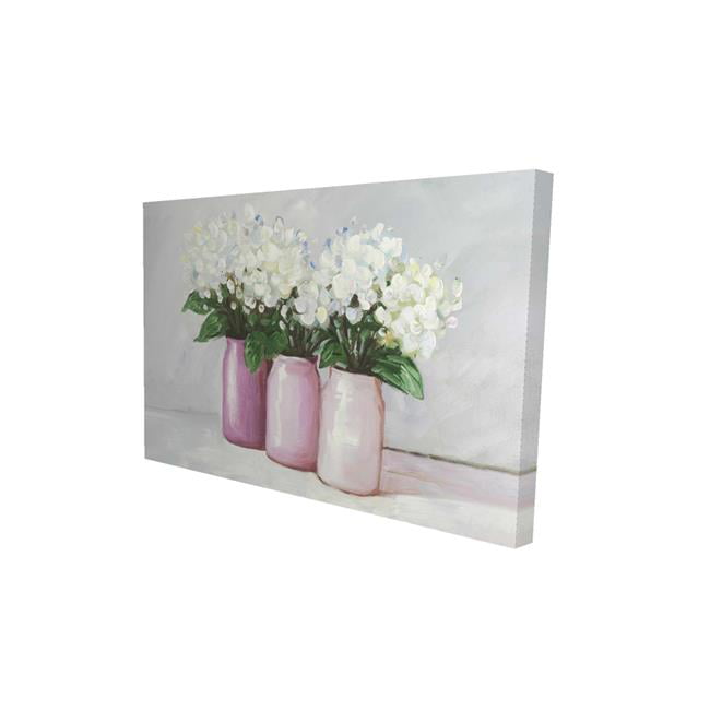 12 x 18 in. Hydrangea Flowers In Pink Vases-Print on Canvas