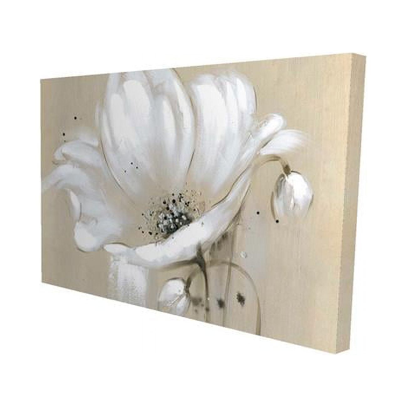 12 x 18 in. White Abstract Wild Flower-Print on Canvas