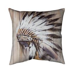 5543-1818-MI48 18 x 18 in. Indian with Feathers-Double Sided Print Indoor Pillow Cover