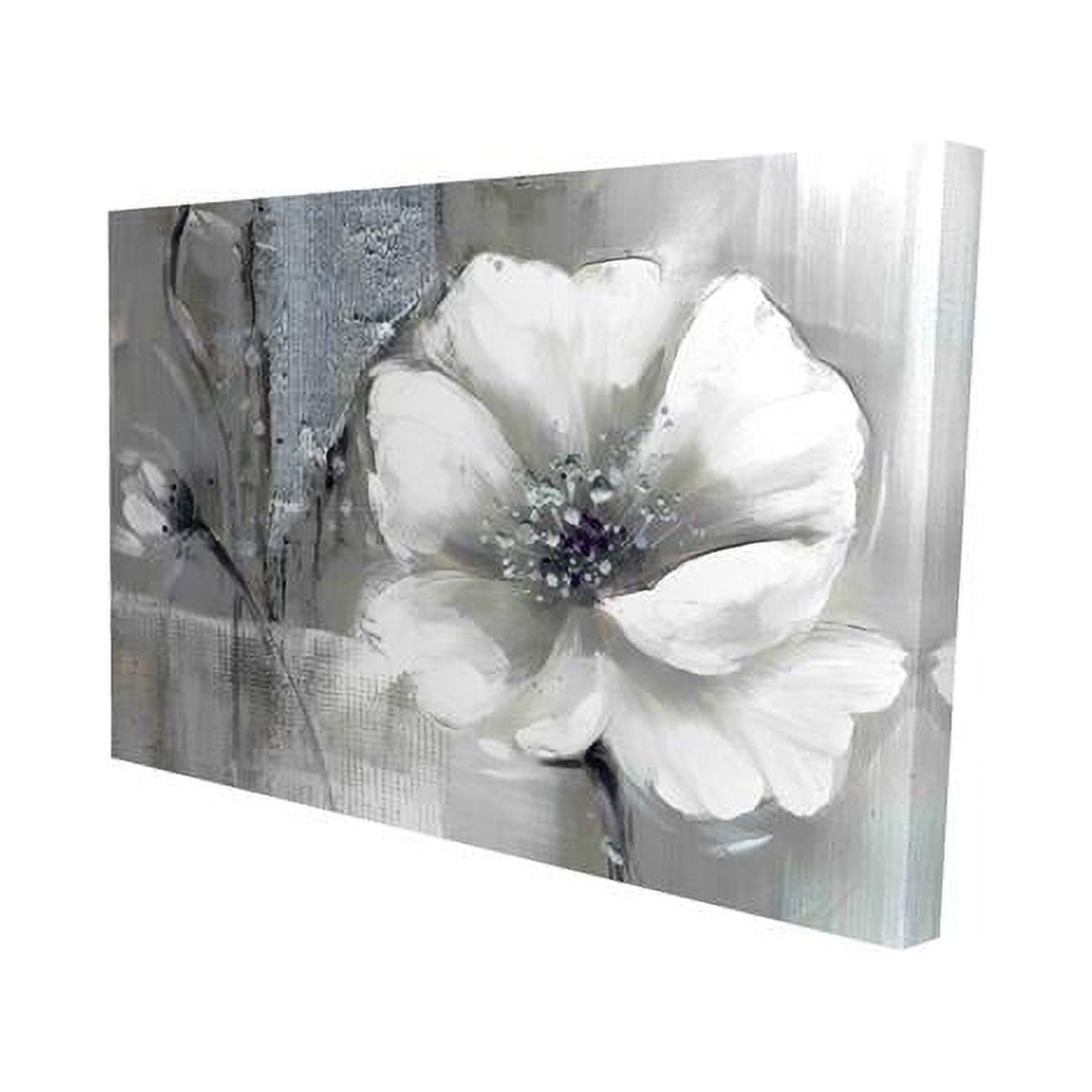 12 x 18 in. Monochrome & Silver Flowers-Print on Canvas