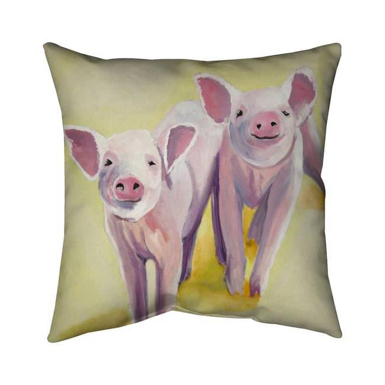 20 x 20 in. Two Smiling Pigs-Double Sided Print Indoor Pillow Cover