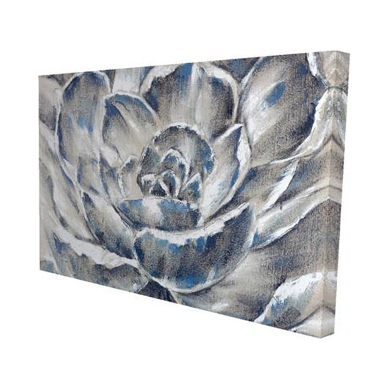 12 x 18 in. Grey & Blue Flower-Print on Canvas