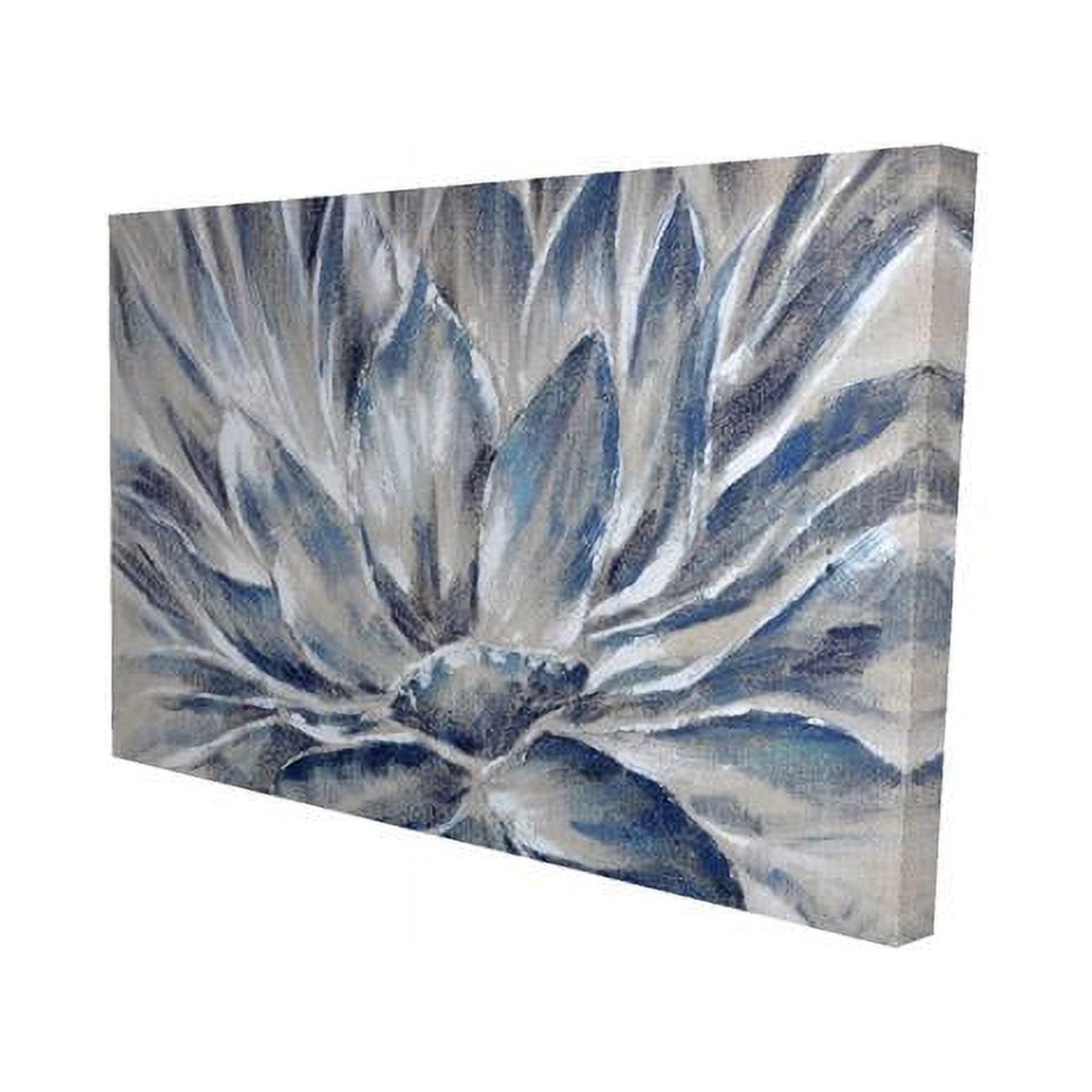 12 x 18 in. Blue & Grey Flower-Print on Canvas