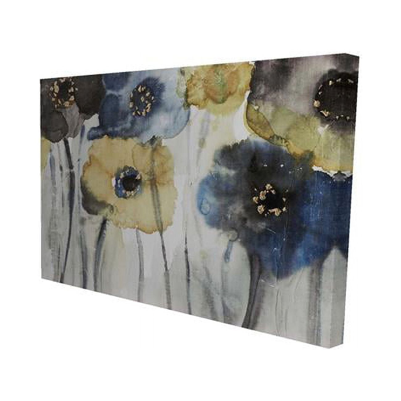 12 x 18 in. Grey, Blue & Yellow Flowers-Print on Canvas