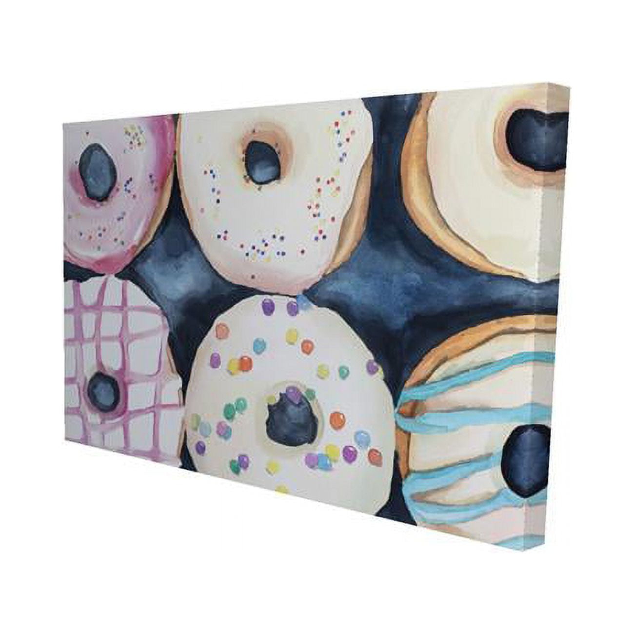 12 x 18 in. Watercolor Delicious Looking Doughtnuts-Print on Canvas
