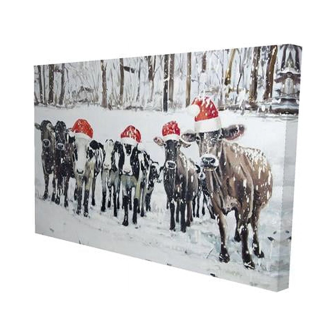 12 x 18 in. Curious Christmas Cows-Print on Canvas
