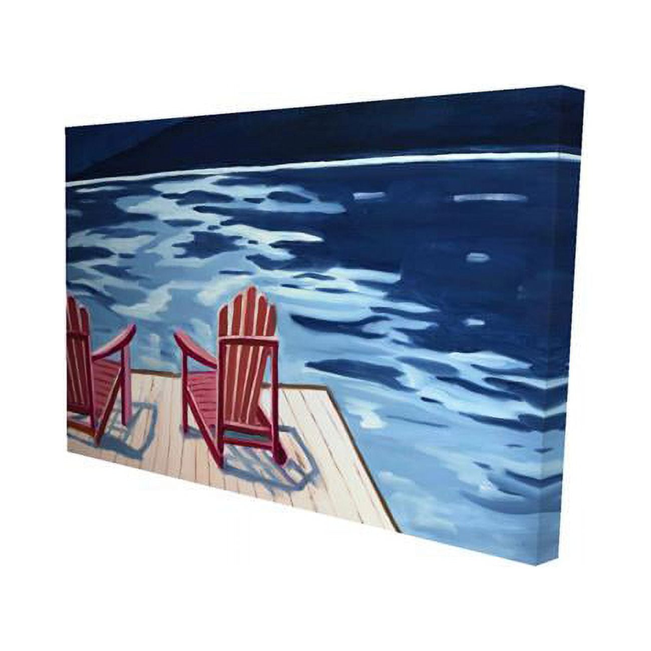 12 x 18 in. Lake, Dock, Mountains & Chairs-Print on Canvas