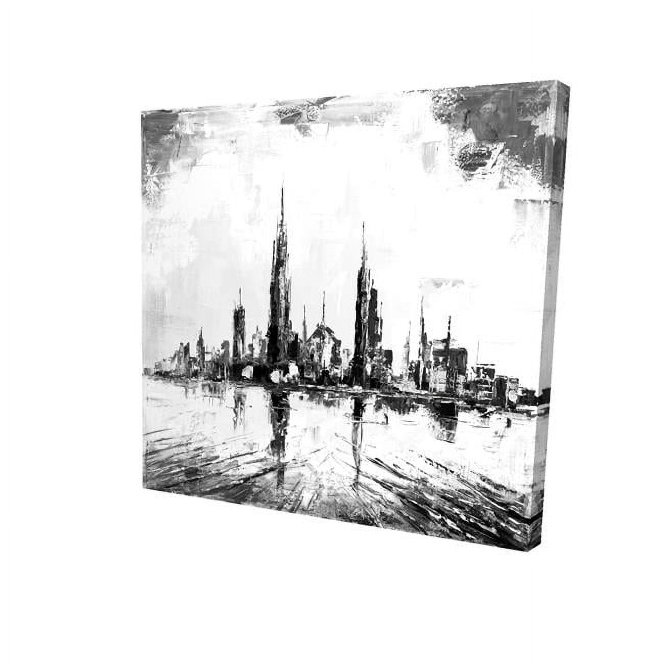 16 x 16 in. Abstract & Texturized Mono City-Print on Canvas