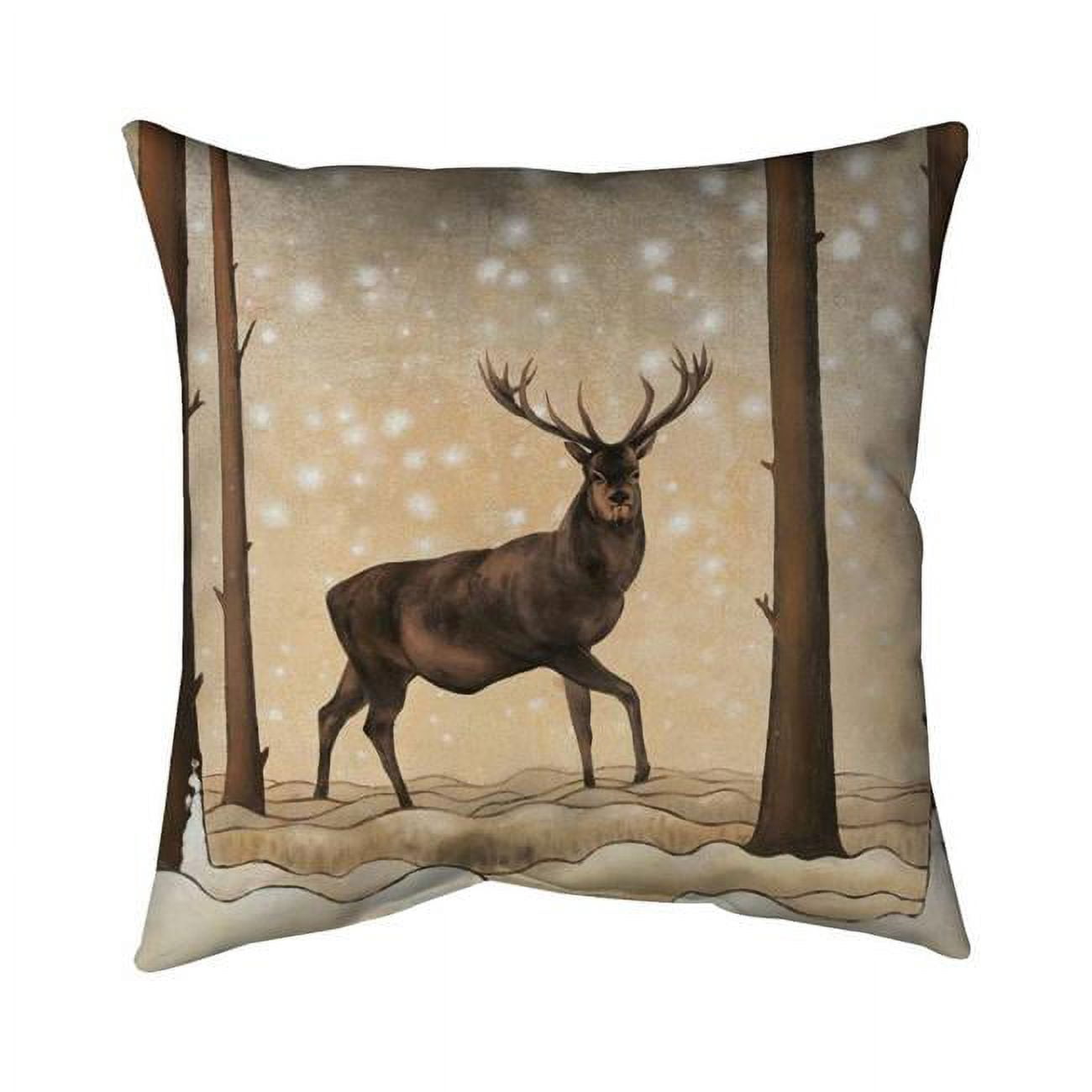 5543-2020-AN285 20 x 20 in. Roe Deer In A Winter Landscape-Double Sided Print Indoor Pillow Cover