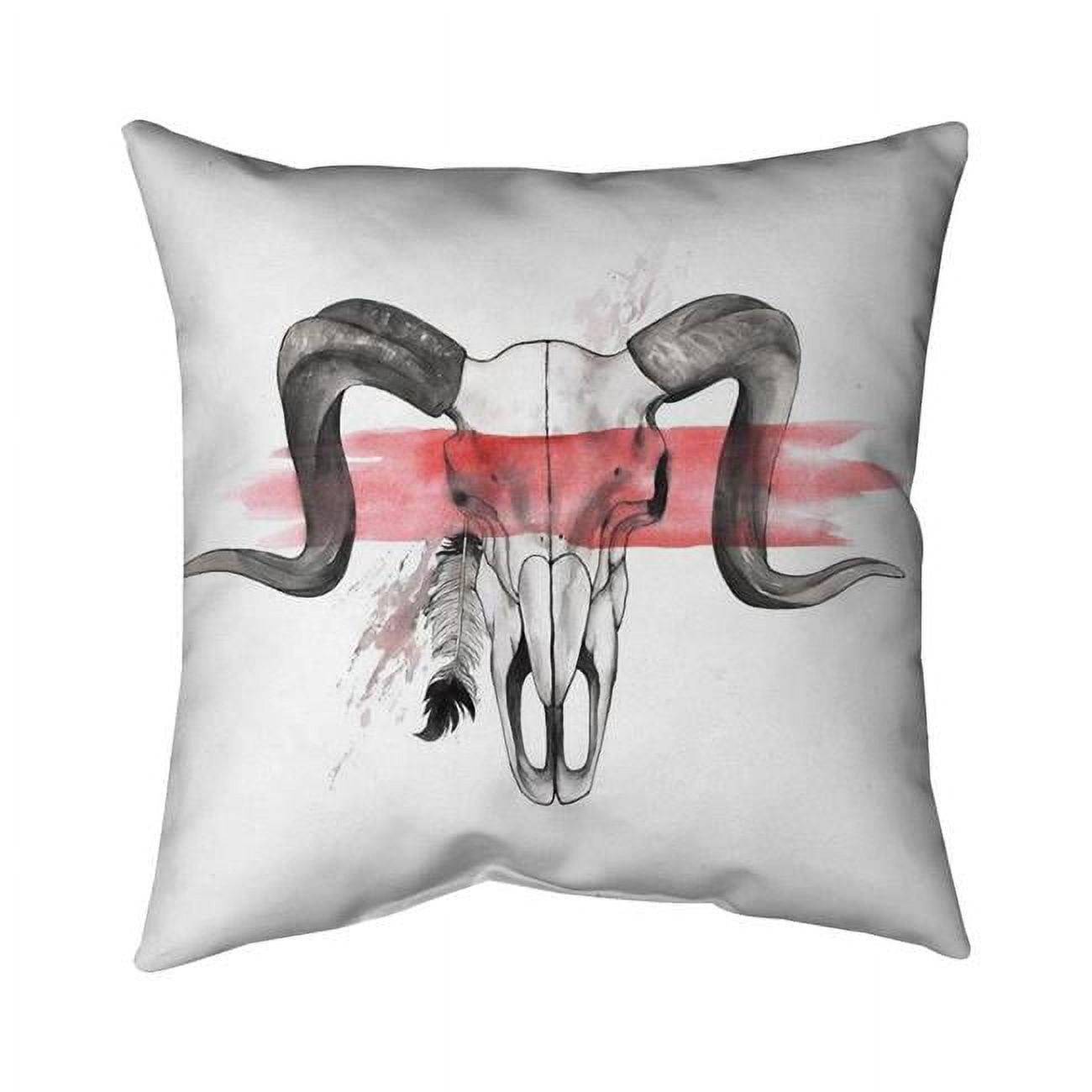 20 x 20 in. Aries Skull with Feather-Double Sided Print Indoor Pillow Cover