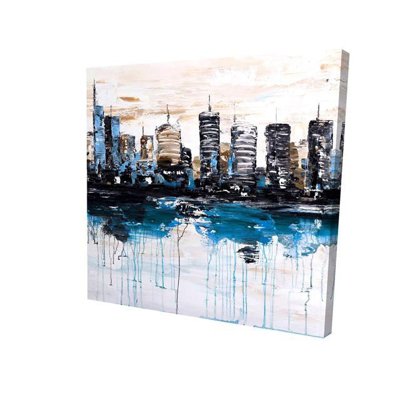 16 x 16 in. Abstract City with Reflection on Water-Print on Canvas