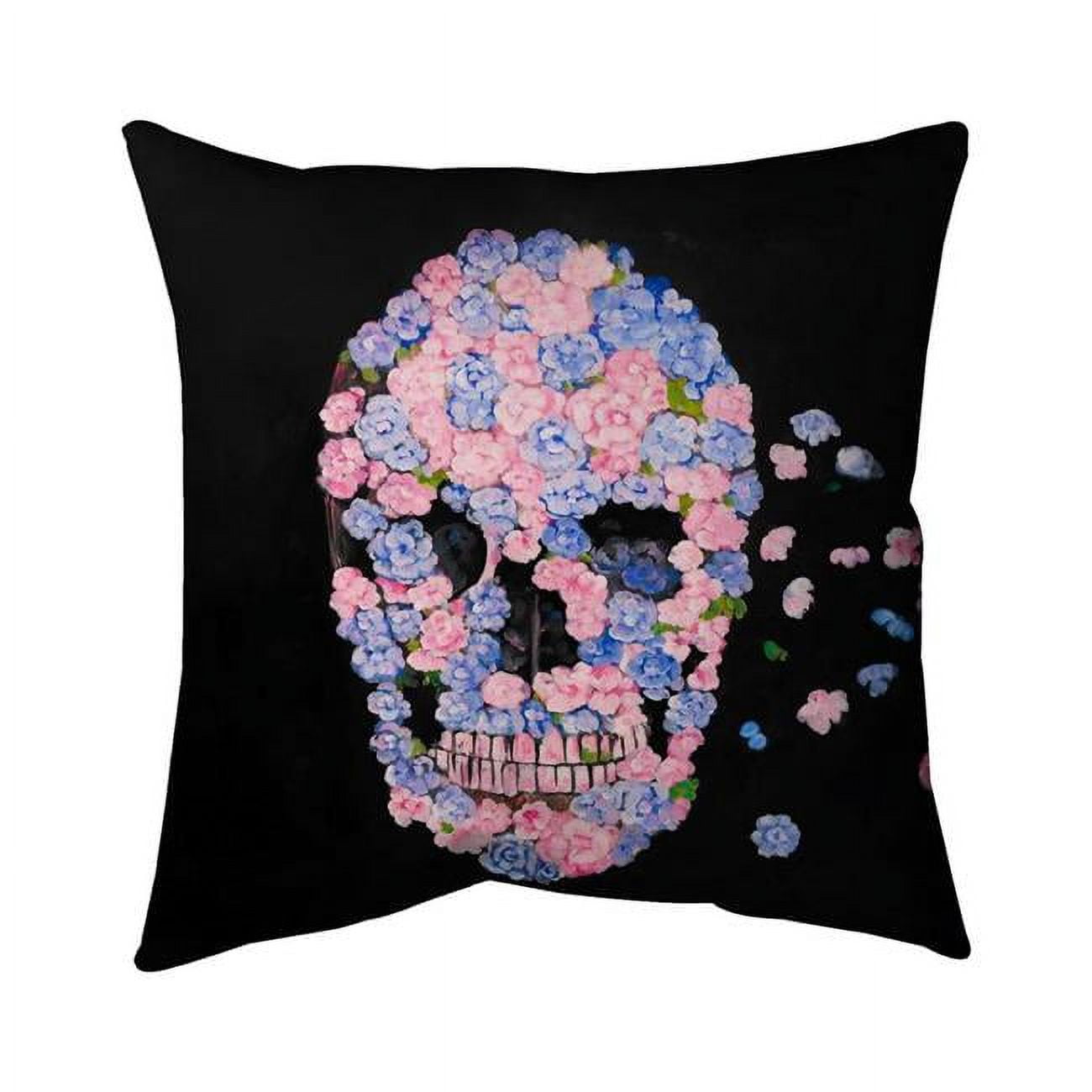 20 x 20 in. Flower Skull-Double Sided Print Indoor Pillow Cover