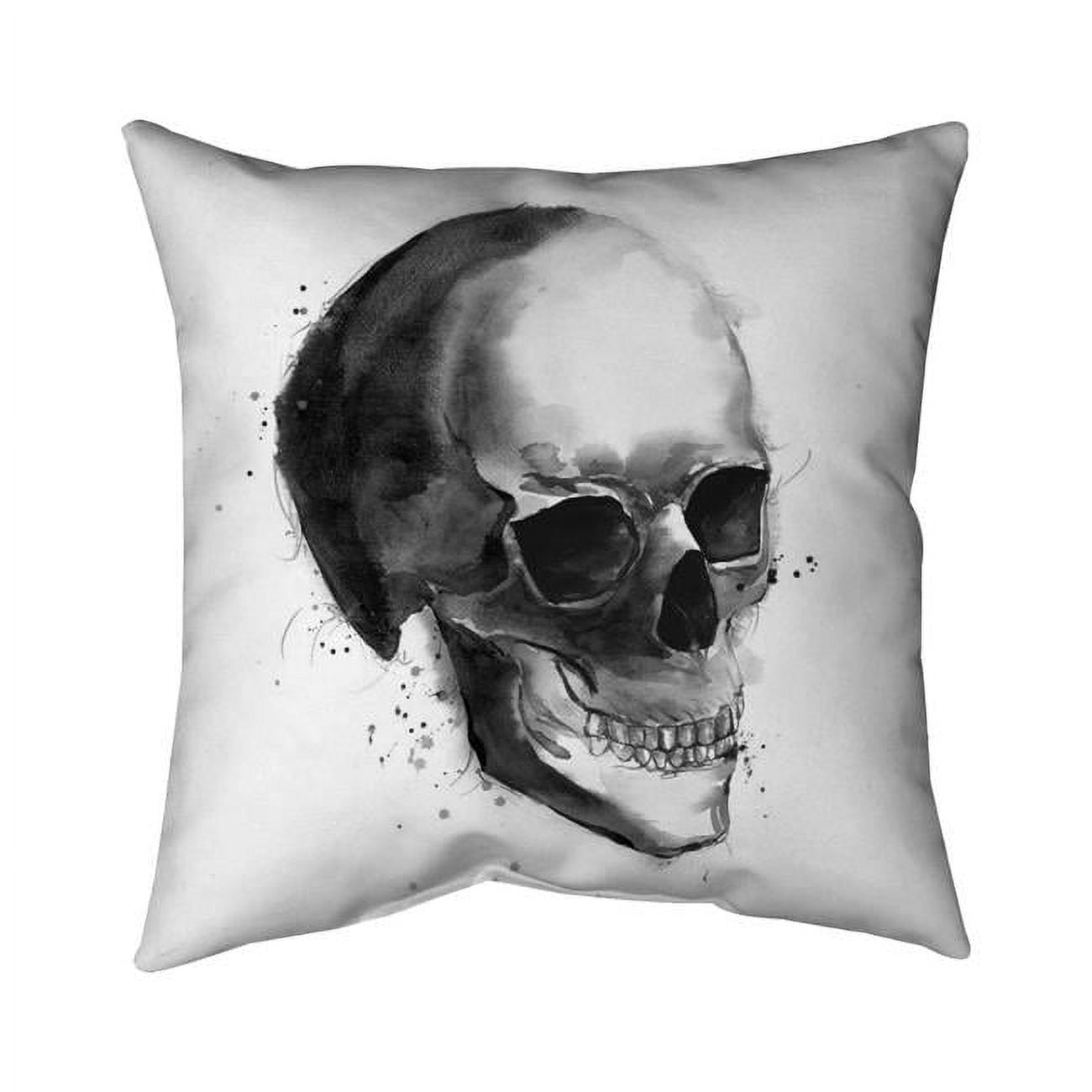 20 x 20 in. Black & White Skull-Double Sided Print Indoor Pillow Cover