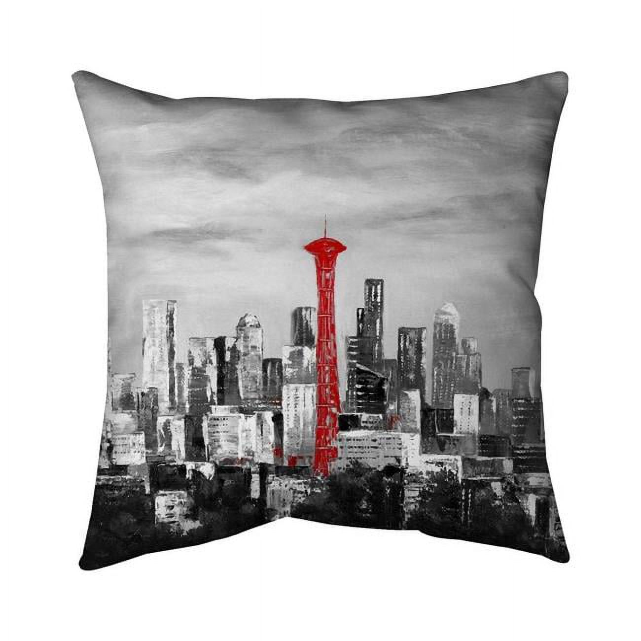 16 x 16 in. Space Needle In Red-Double Sided Print Indoor Pillow Cover
