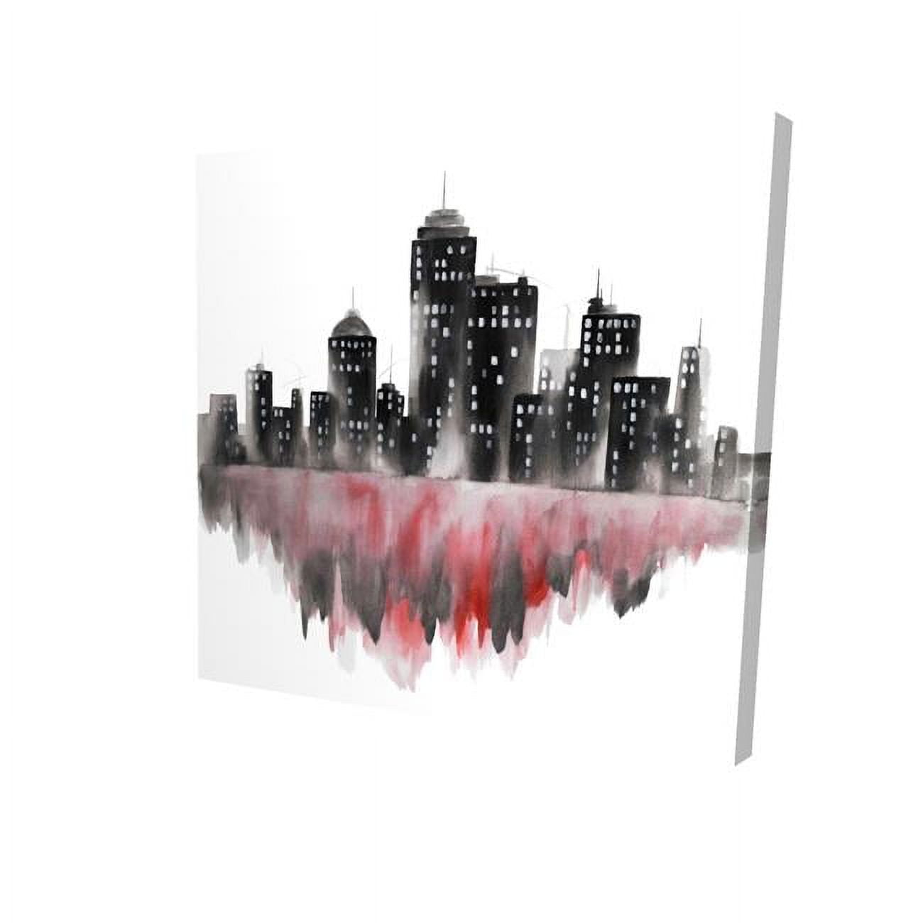 16 x 16 in. Red Watercolor Cityscape-Print on Canvas