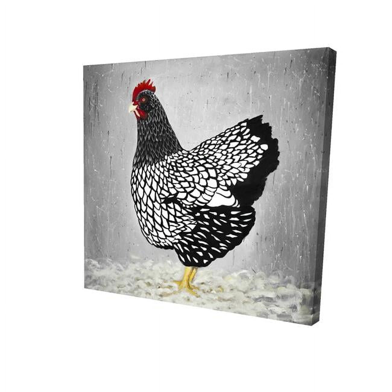 12 x 12 in. Black & White Wyandotte Hen-Print on Canvas