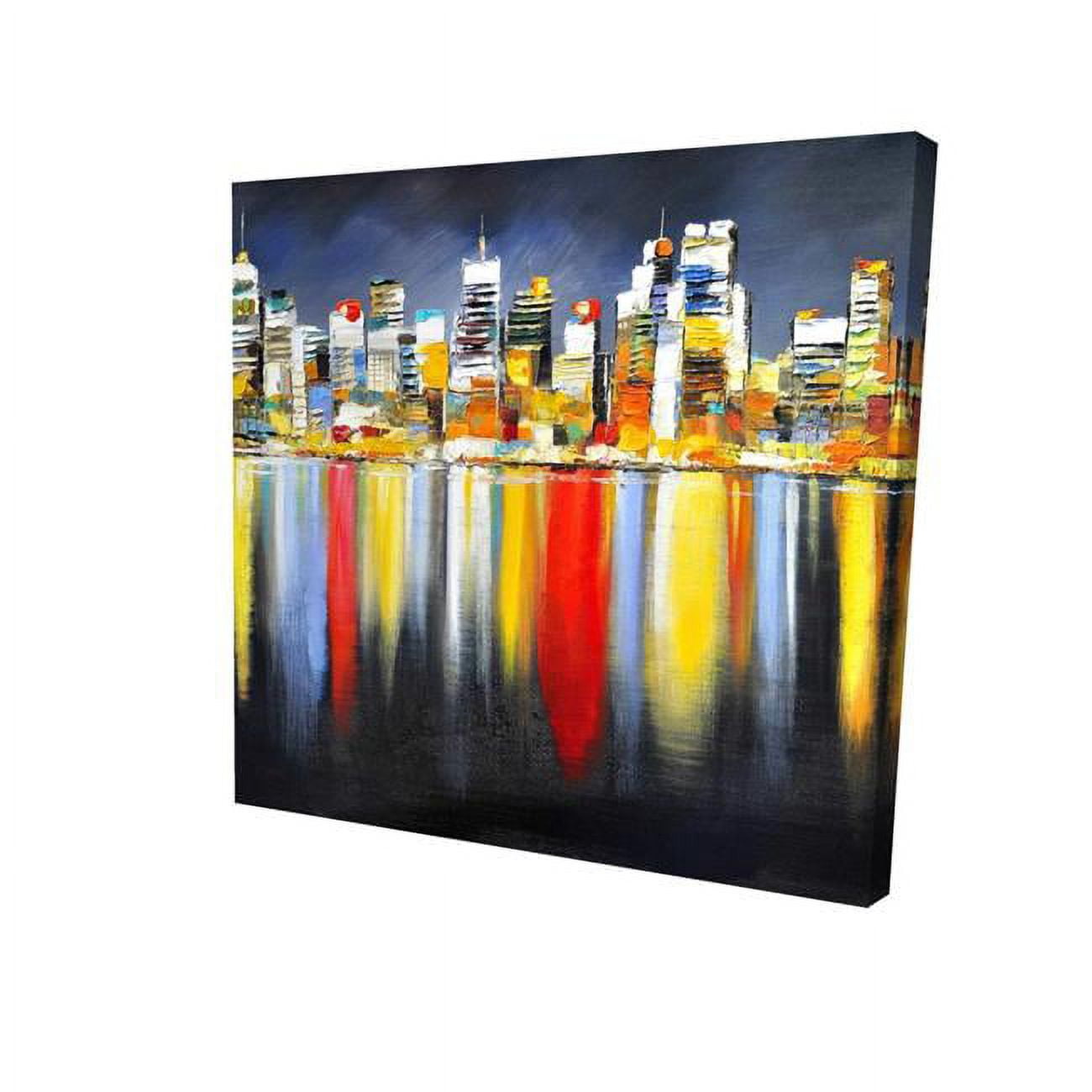 16 x 16 in. Colorful Reflection of A Cityscape by Night-Print on Canvas