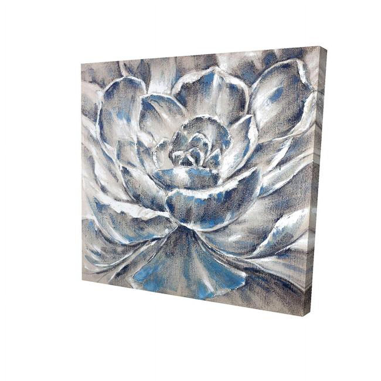 16 x 16 in. Grey & Blue Flower-Print on Canvas