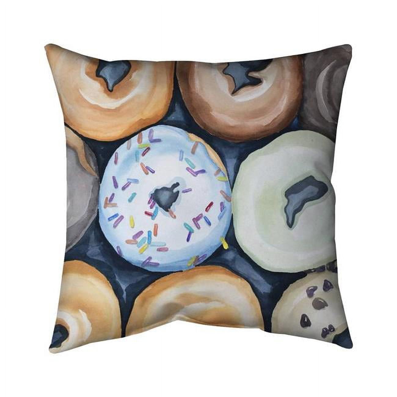 18 x 18 in. Watercolor Doughtnuts with ICIng-Double Sided Print Indoor Pillow Cover