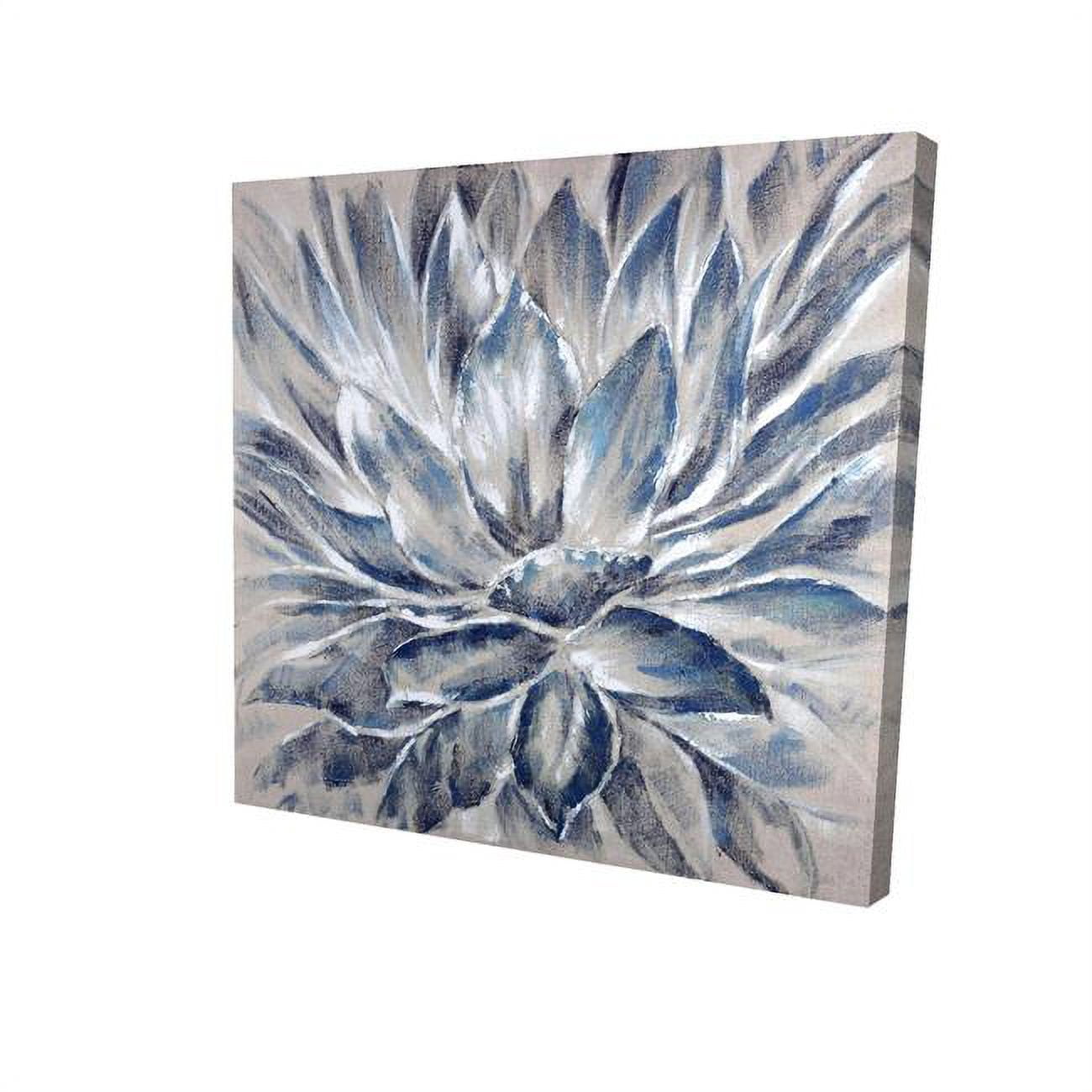 16 x 16 in. Blue & Grey Flower-Print on Canvas