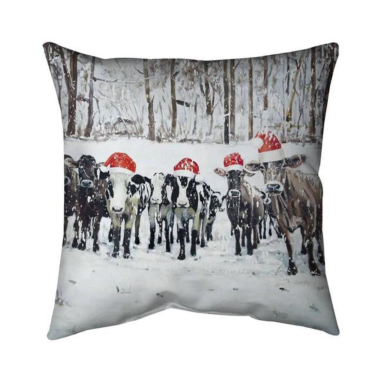 18 x 18 in. Curious Christmas Cows-Double Sided Print Indoor Pillow Cover