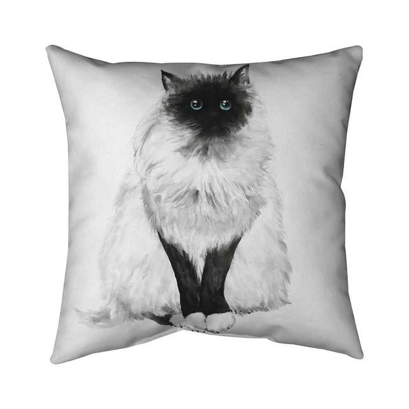 20 x 20 in. Blue Eyes Fluffy Siamese Cat-Double Sided Print Indoor Pillow Cover