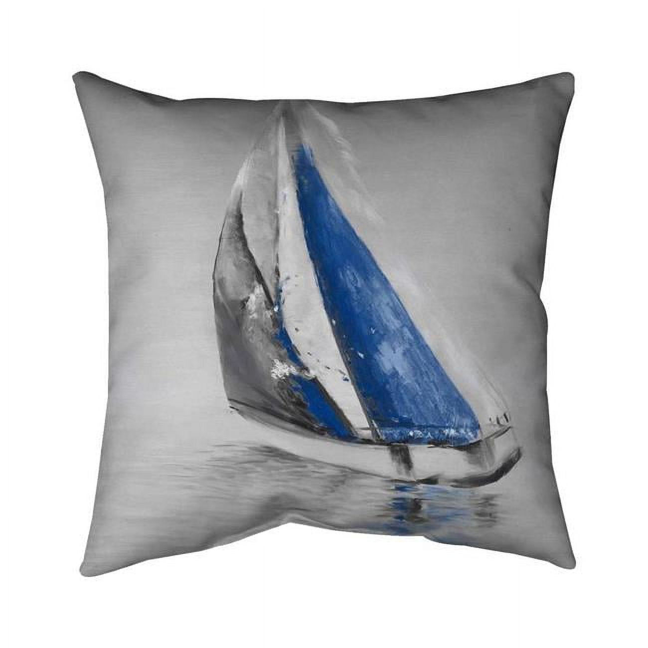 20 x 20 in. Grey & Blue Boat Sailing-Double Sided Print Indoor Pillow Cover