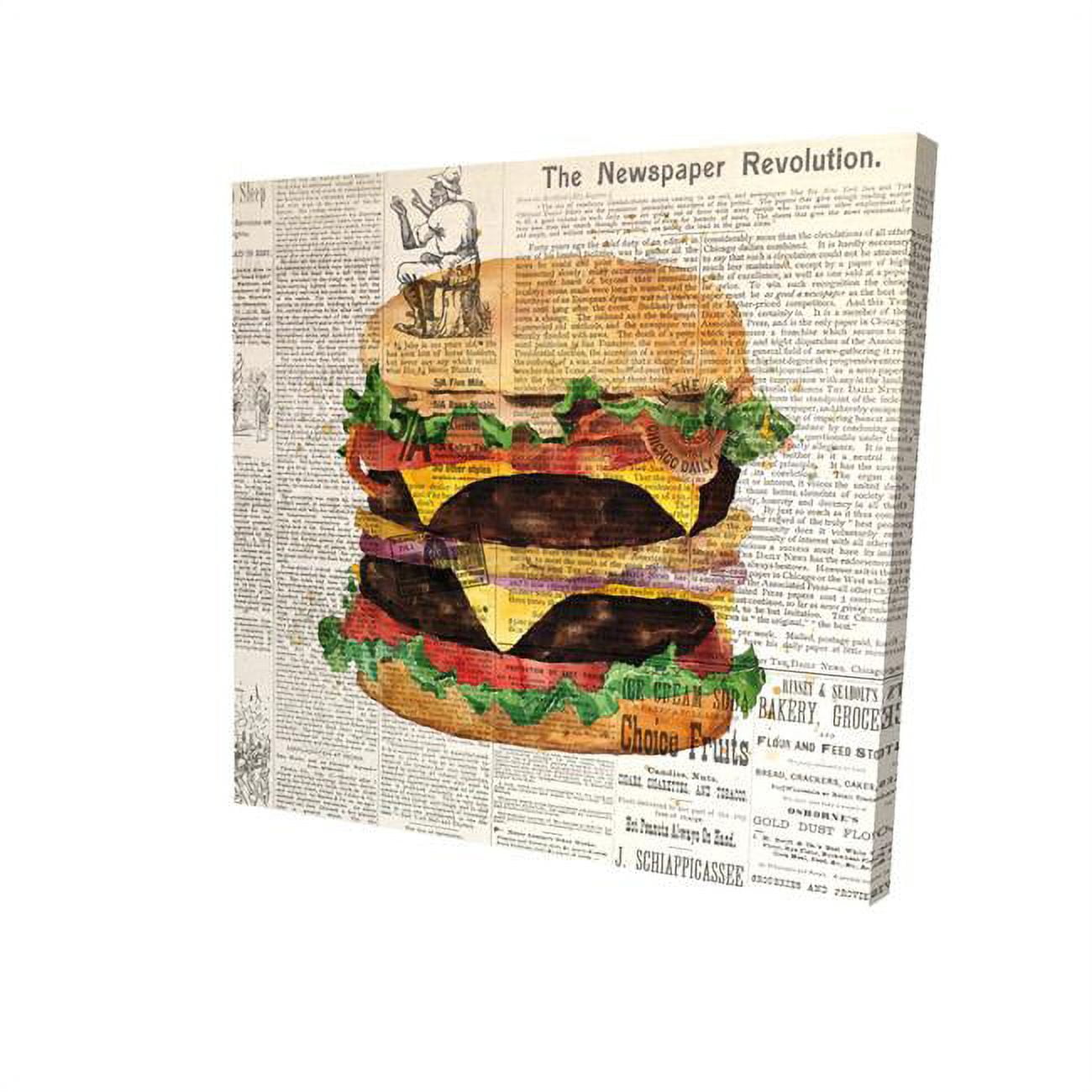 16 x 16 in. Vintage Style All Dressed Double Cheeseburger-Print on Canvas