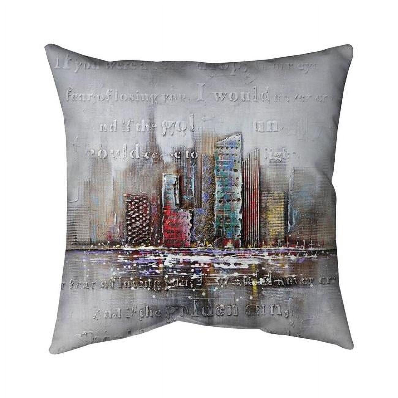 26 x 26 in. Cityscape with Typography In Relief-Double Sided Print Indoor Pillow Cover