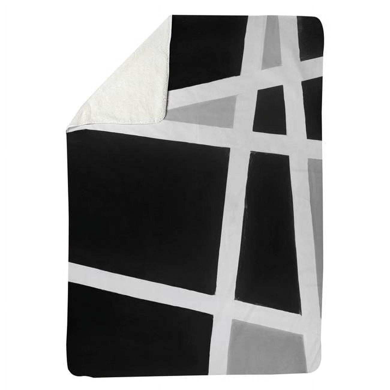 60 x 80 in. Black & White Abstract Lines-Sherpa Fleece Blanket