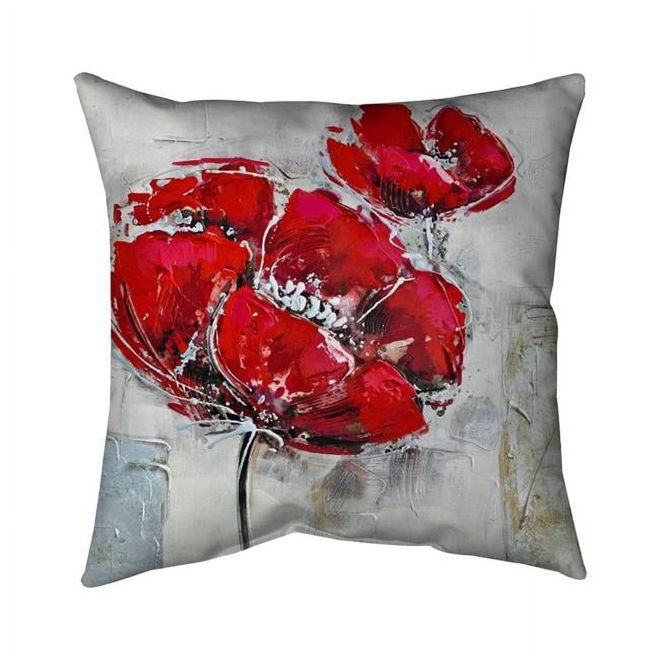 5543-2626-FL14 26 x 26 in. Abstract & Texturized Red Flowers-Double Sided Print Indoor Pillow Cover