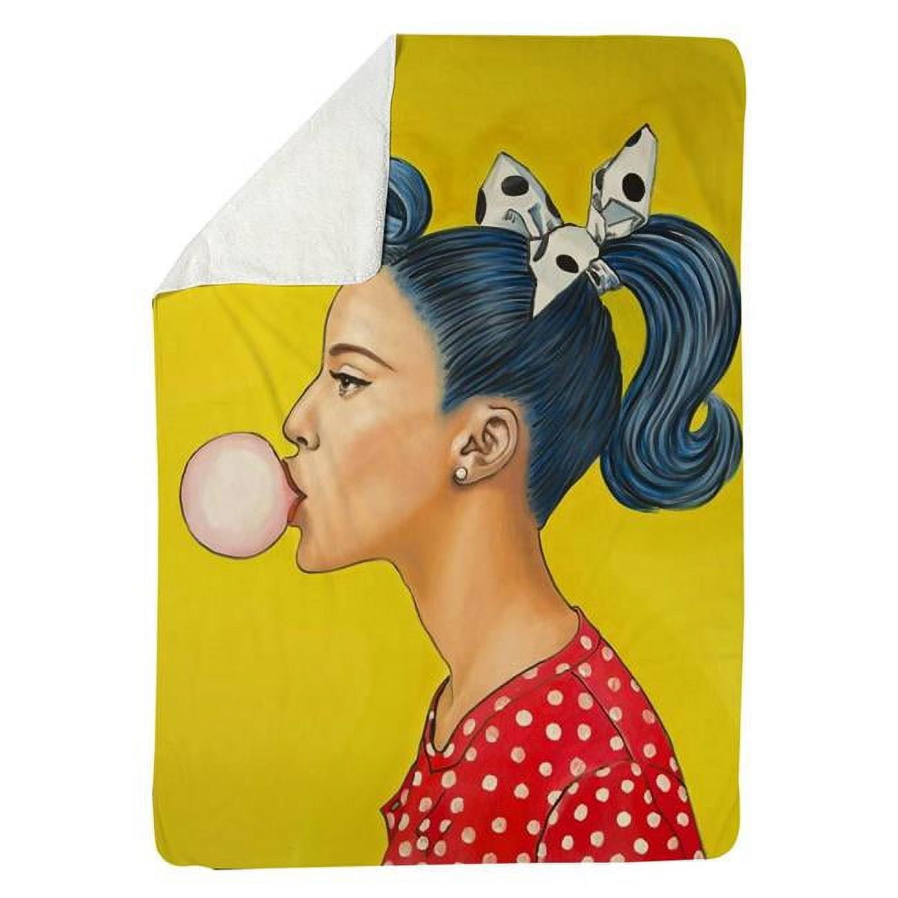 5545-6080-PO5 60 x 80 in. Retro Woman with Beautiful Ponytail-Sherpa Fleece Blanket